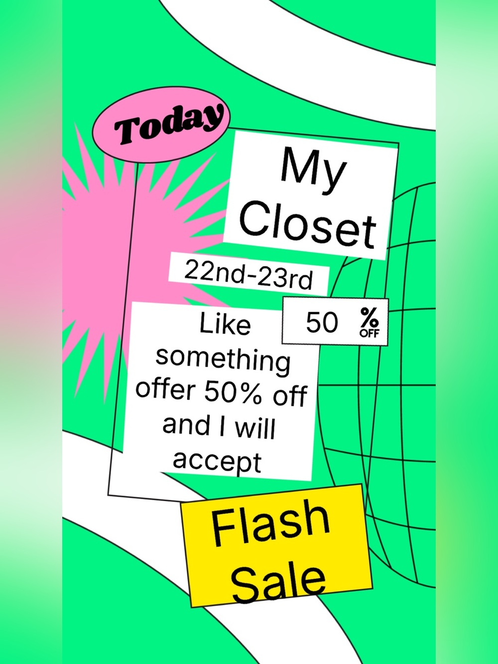 Pink & Green Promotional Phone Wallpaper - Flash Sale Design
